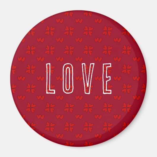 Valentijn's Red Hearts over Rode Liefde Magneet (Voorkant)