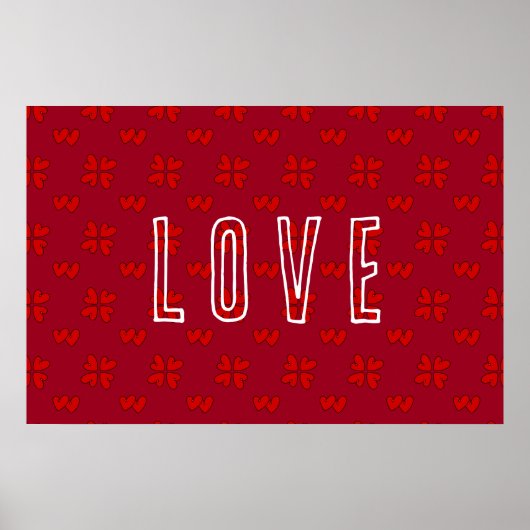 Valentijn's Red Hearts over Rode Liefde Poster (Voorkant)