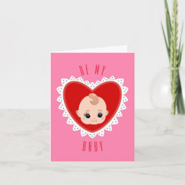 Valentijns retro vintage babypop kaart