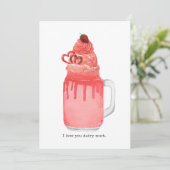 Valentijns Rode Fluwelen Milkshake Ik Hou van Jou  Kaart (Staand voorkant)