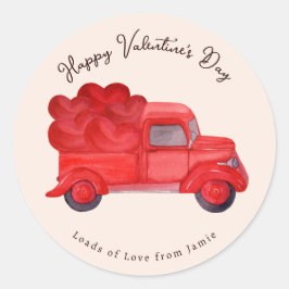 Valentijns Rode Hart Leveringsvrachtwagen Ronde Sticker