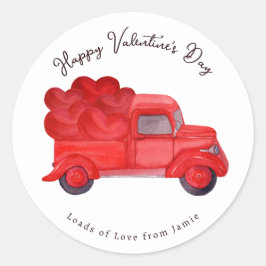 Valentijns Rode Hart Leveringsvrachtwagen Ronde Sticker