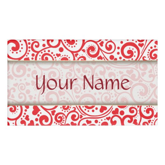 Valentijns - Rode harten en zwoegen naadloos Naambadge (Voorkant)