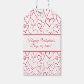 Valentijns  rood doodle harten patroon cadeaulabel (Voorkant)