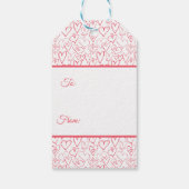 Valentijns  rood doodle harten patroon cadeaulabel (Achterkant)