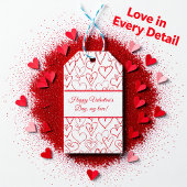 Valentijns  rood doodle harten patroon cadeaulabel