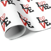 Valentijn's rood en zwart liefde met hart cadeaupapier (Rol Hoek)