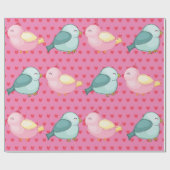 Valentijns Rood hart op roze met klauterTortelduif Cadeaupapier (Vlak)