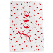 Valentijns rood op wit hartpatroon medium cadeauzakje (Achterkant)