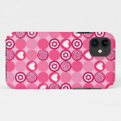 Valentijns Roze Hart en Bloem Stippen Patroon Case-Mate iPhone Case (Achterkant (horizontaal))