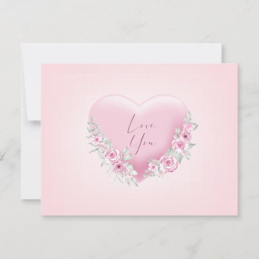 Valentijns Roze Hart Kaart (Voorkant)