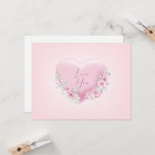 Valentijns Roze Hart Kaart (Voorkant / Achterkant in situ)