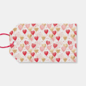 Valentijns roze rode en gouden hart ballonnen cadeaulabel (Achterkant Horizontaal)