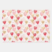 Valentijns roze rode en gouden hart ballonnen inpakpapier vel (Voorkant 2)