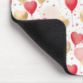 Valentijns roze rode en gouden hart ballonnen muismat (Hoek)