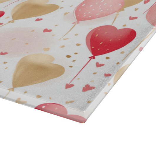 Valentijns roze rode en gouden hart ballonnen snijplank (Hoek)