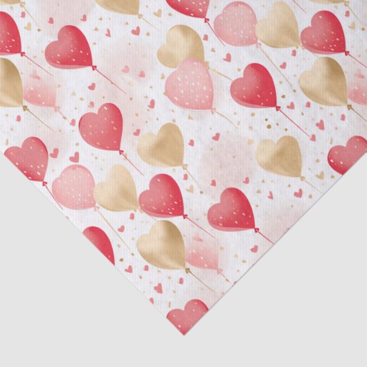 Valentijns roze rode en gouden hart ballonnen tissuepapier (Detail)