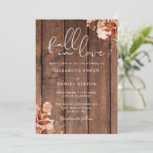 Valentijns Rustieke Houten Bloemen QR Code Bruilof Kaart (Staand voorkant)