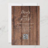 Valentijns Rustieke Houten Bloemen QR Code Bruilof Kaart (Achterkant)