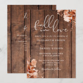 Valentijns Rustieke Houten Bloemen QR Code Bruilof Kaart (Voorkant / Achterkant)