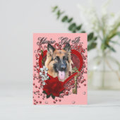 Valentijns - Sleutel aan Mijn Hart - Duitse herder Feestdagenkaart (Staand voorkant)