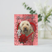 Valentijns - Sleutel aan Mijn Hart - GoldenDoodle Feestdagenkaart (Staand voorkant)