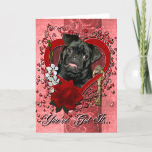 Valentijns - Sleutel aan Mijn Hart - Pug - Ruffy Feestdagen Kaart