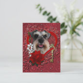 Valentijns - Sleutel aan Mijn Hart - Schnauzer Feestdagenkaart (Staand voorkant)