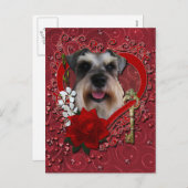 Valentijns - Sleutel aan Mijn Hart - Schnauzer Feestdagenkaart (Voorkant / Achterkant)