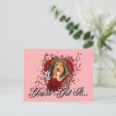 Valentijns - Sleutel aan Mijn Hart - Sheltie Feestdagenkaart (Staand voorkant)