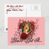 Valentijns - Sleutel aan Mijn Hart - Sheltie Feestdagenkaart (Voorkant / Achterkant)