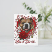 Valentijns - Sleutel tot mijn hart - Bulldog Feestdagenkaart (Staand voorkant)