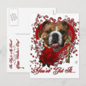 Valentijns - Sleutel tot mijn hart - Bulldog Feestdagenkaart (Voorkant / Achterkant)