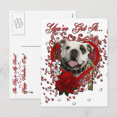 Valentijns - Sleutel tot mijn hart - Bulldog Feestdagenkaart (Voorkant / Achterkant)