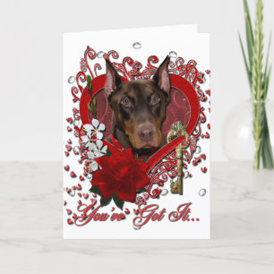 Valentijns - Sleutel tot mijn hart - Doberman - Ro Feestdagen Kaart