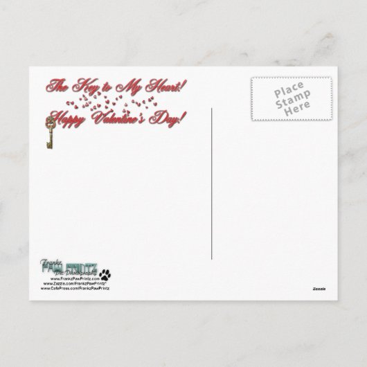 Valentijns - Sleutel tot mijn hart - Poedel - Abri Feestdagenkaart (Achterkant)