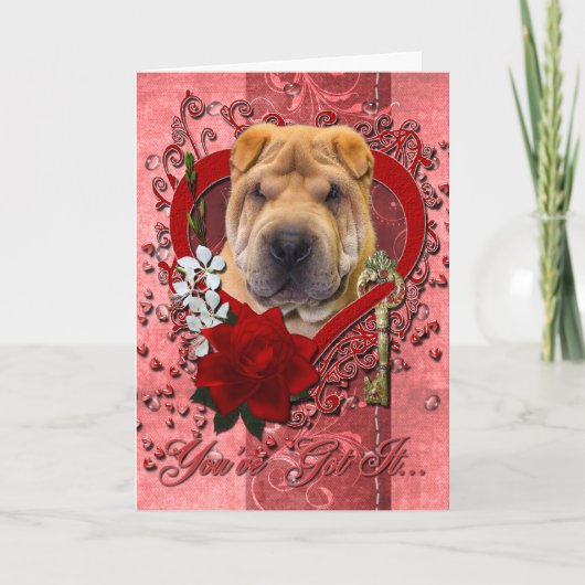 Valentijns - Sleutel tot mijn hart - Shar Pei Feestdagen Kaart (Voorkant)