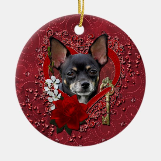 Valentijns - Sleutel voor Mijn hart - Chihuahua - Keramisch Ornament (Voorkant)