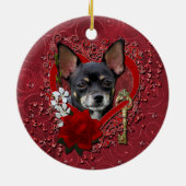 Valentijns - Sleutel voor Mijn hart - Chihuahua - Keramisch Ornament (Achterkant)