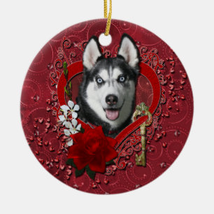 Valentijns - Sleutel voor mijn hart - Siberische H Keramisch Ornament