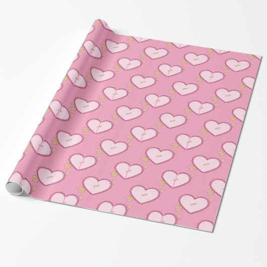 Valentijns Snoep Harten Cadeaupapier (Uitgerold)
