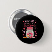 Valentijns snoeppot voor de leraar ronde button 5,7 cm (Voorkant /achterkant)