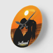 Valentijns Soulbound Koppel Aangepaste Foto & Teks Ronde Klok (Hoek)