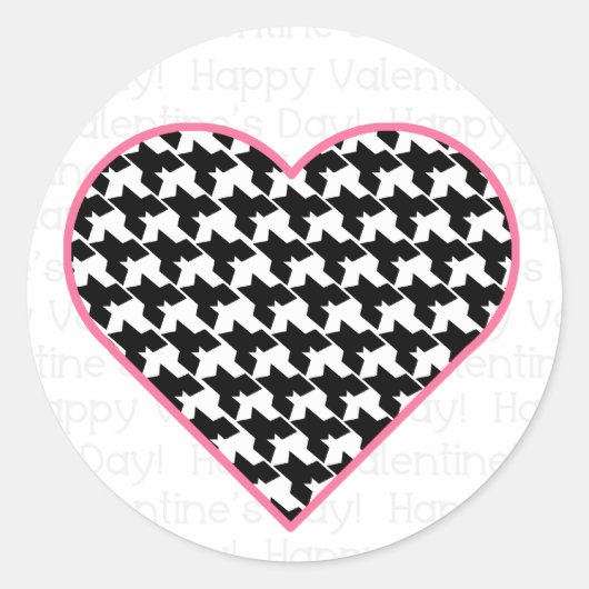 Valentijns Sticker - Houndstooth Heart (Voorkant)