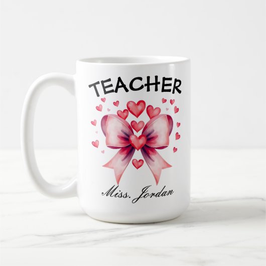 Valentijn's Teacher Coffee Mok, Custom Name Gift Koffiemok (Links)