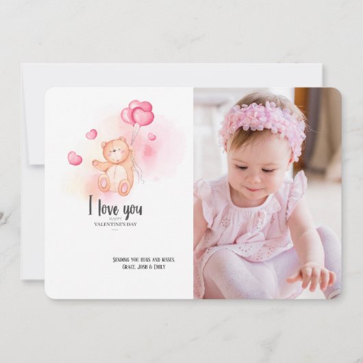 Valentijns Teddy Bear-fotokaart Kaart (Voorkant)