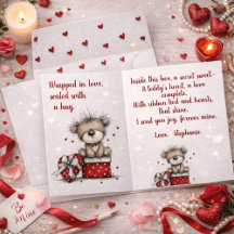 Valentijns teddybeer cadeaudoos met gedicht