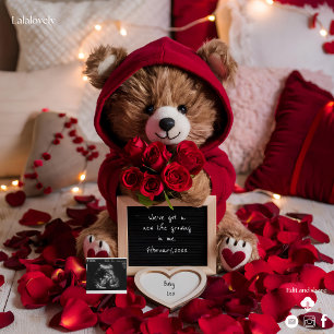Valentijns teddybeer zwangerschapsaankondiging Feestdagenkaart