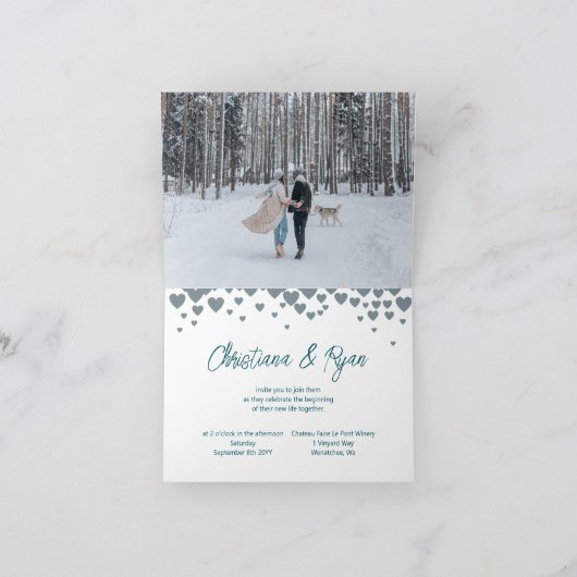 Valentijns thema bruiloft, Blauwgroen groene grijz (Binnen)