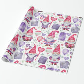 Valentijns thema Gnome Pattern Cadeaupapier (Uitgerold)